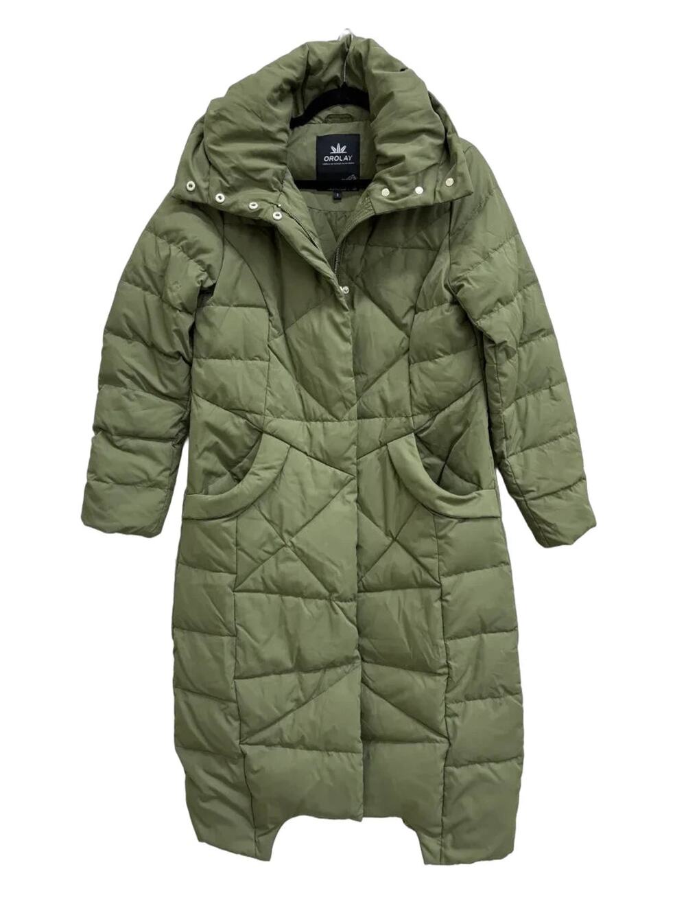 Orolay Long Quilted Puffer Coat Olive Green